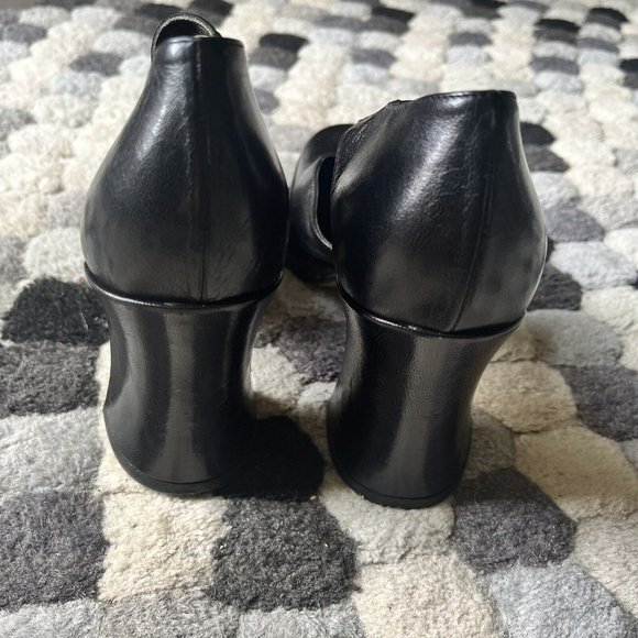 Designer Vintage Chuckies New York Black Platform Mary Jane Heel Size 38.5 - Picture 2 of 9